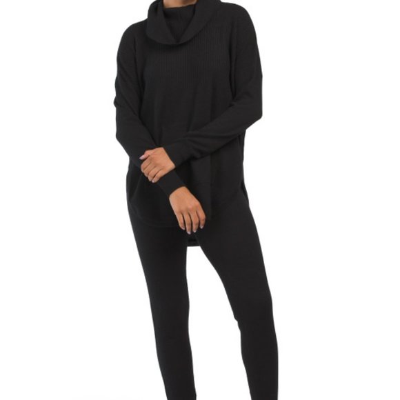 2 PIECE MAX STUDIO Cashmere Textured Cowl Neck Set Kangaroo Pocket 1594T0 - Picture 1 of 5